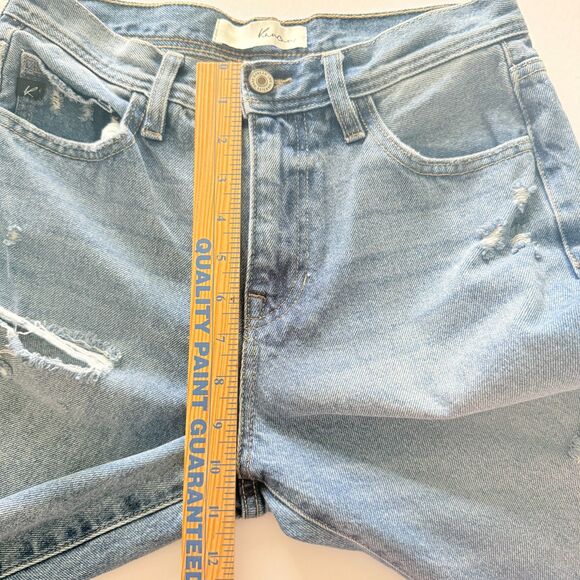 Kancan Slim Straight Jeans Medium Wash Distressed Frayed Hem 90s Denim Vibe 3/25 - Picture 7 of 9